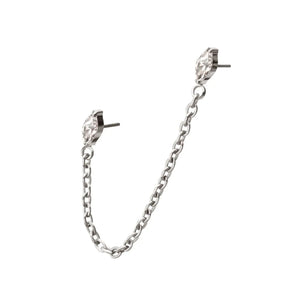 Titanium Threadless Marquise CZ Gem Tops with Rolo Chain Dangle