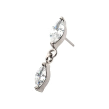 Load image into Gallery viewer, Titanium Threadless Prong Set Double Marquise Gem Dangle Top