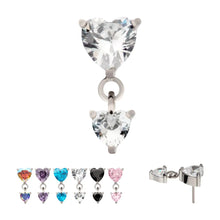 Load image into Gallery viewer, Titanium Threadless Prong Set CZ Heart Gem Dangle Top