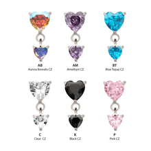 Load image into Gallery viewer, Titanium Threadless Prong Set CZ Heart Gem Dangle Top