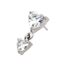 Load image into Gallery viewer, Titanium Threadless Prong Set CZ Heart Gem Dangle Top