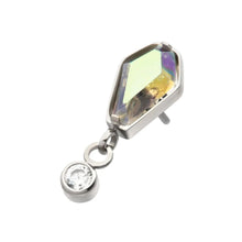 Load image into Gallery viewer, Titanium Threadless Prong Set Coffin Top and Round Bezel Set CZ Gem Dangle