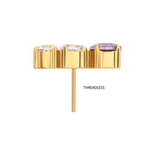 Load image into Gallery viewer, 24Kt Gold PVD Titanium Threadless "Radiant Arc" Prong Set Gem Top