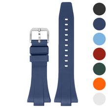 Load image into Gallery viewer, Rubber Textured Groove Watch Band Strap - Silver Buckle