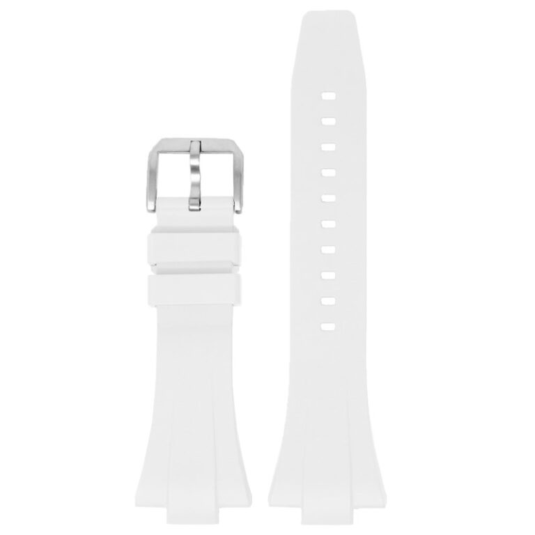 Rubber Flat Watch Band Strap - Silver Buckle - 40mm