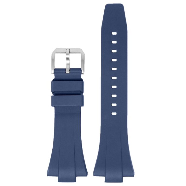 Rubber Flat Watch Band Strap - Silver Buckle - 40mm