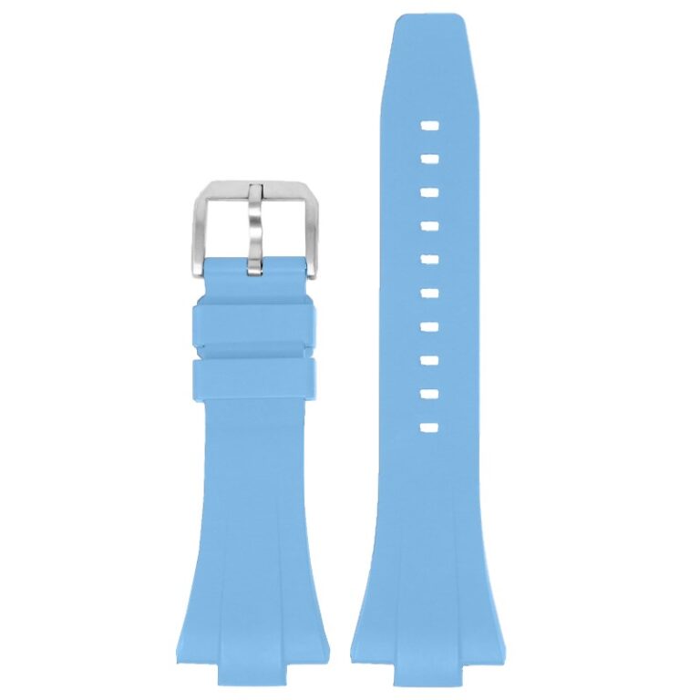 Rubber Flat Watch Band Strap - Silver Buckle - 40mm