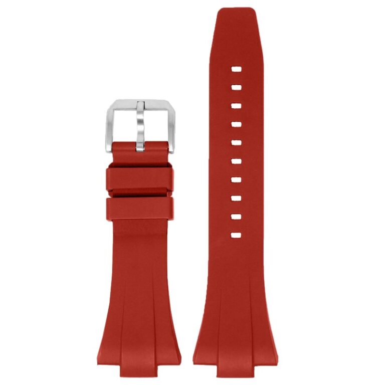 Rubber Flat Watch Band Strap - Silver Buckle - 40mm