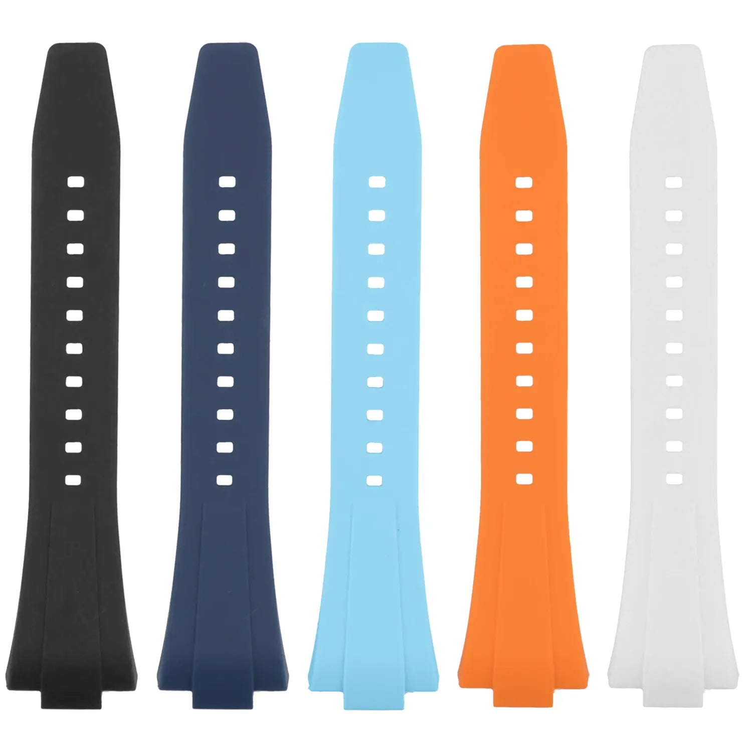 Rubber Flat Watch Band Strap - Silver Buckle - 35mm