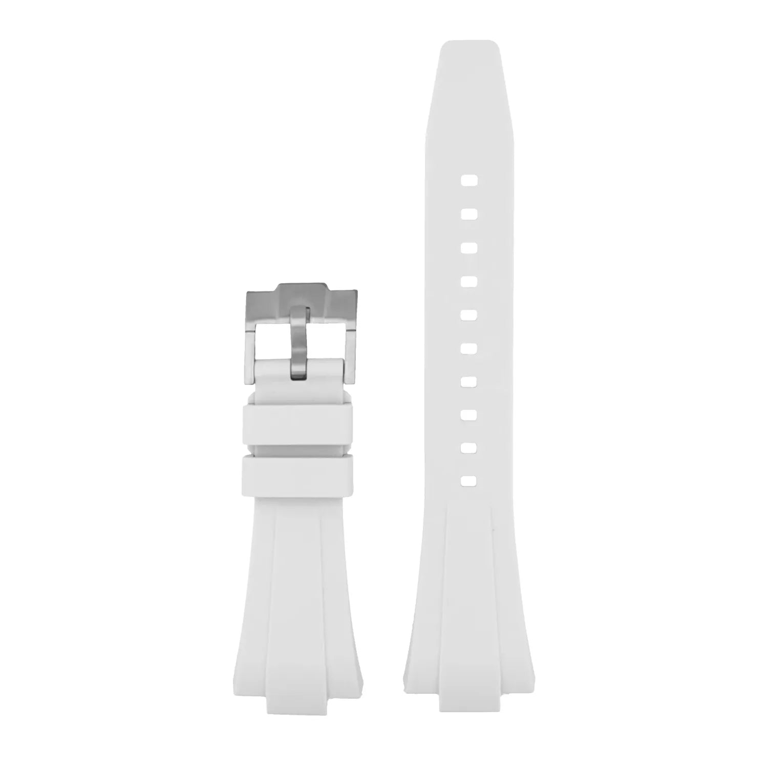 Rubber Flat Watch Band Strap - Silver Buckle - 35mm