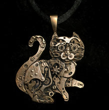 Load image into Gallery viewer, Watch Parts Kitty Tail-up Pendant by Sue Beatrice: Sterling Silver