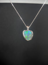 Load image into Gallery viewer, Green Blue on Grey Opal Necklace