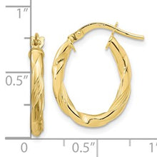 Load image into Gallery viewer, 10K Polished and Textured Hoop Earrings