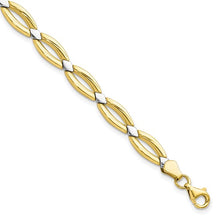 Load image into Gallery viewer, 10K Gold with Rhodium Fancy Link Bracelet Chain