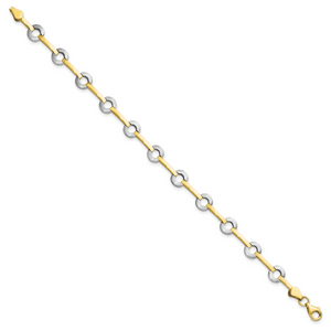 10K Gold with Rhodium Fancy Bracelet Chain