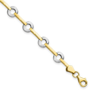 10K Gold with Rhodium Fancy Bracelet Chain