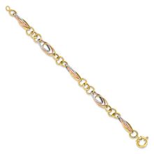Load image into Gallery viewer, 10K White and Rose Gold Rhodium Fancy Link Bracelet Chain
