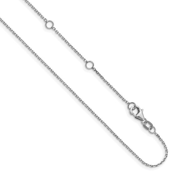 14k White Gold Diamond Cut Cable w/ Adjustable Chain
