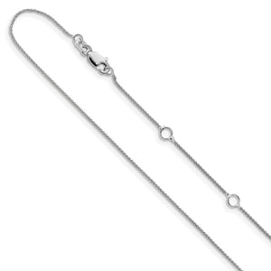 14K White Gold .8mm Baby Spiga (Wheat) 1in+1in Adjustable Chain