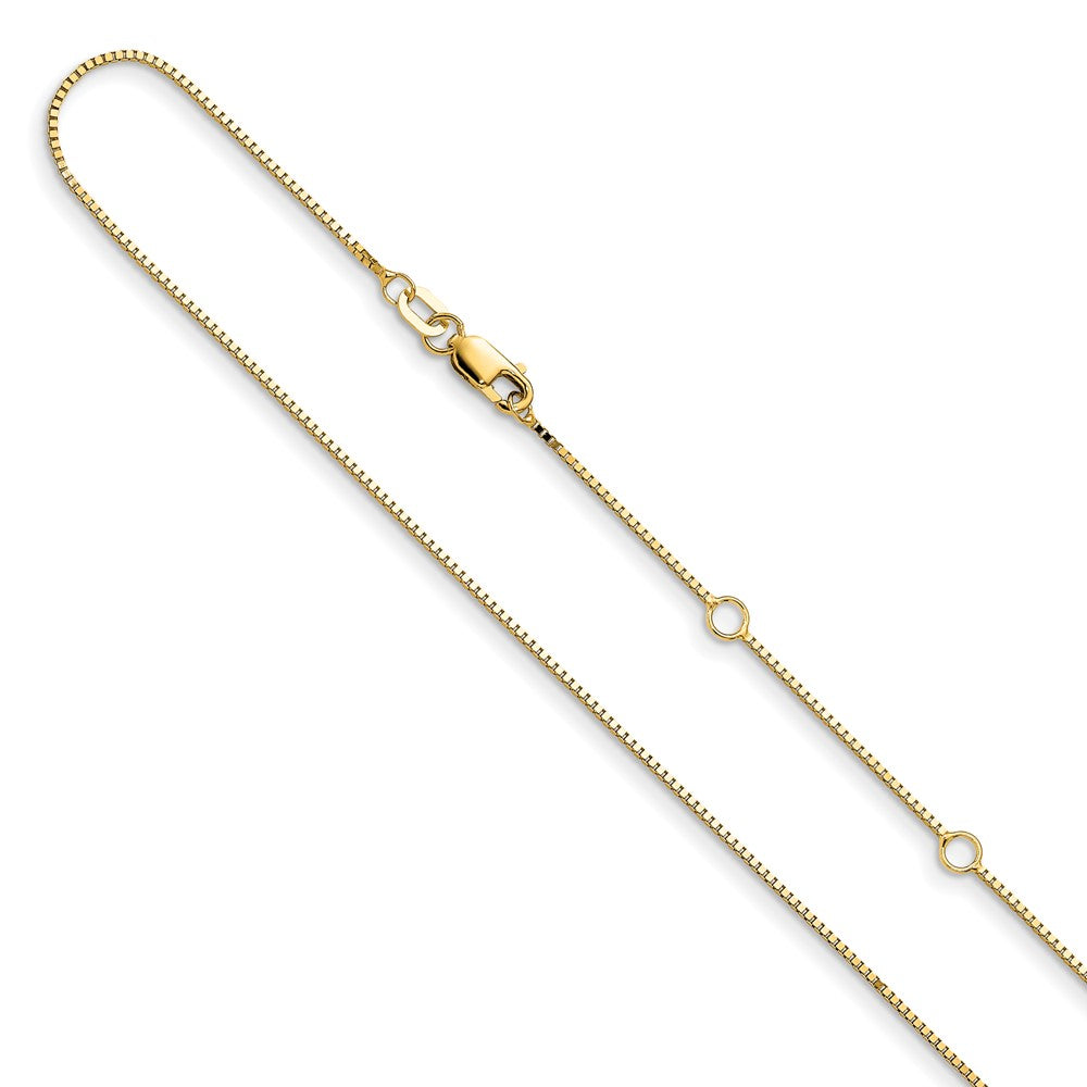 14K Gold .85mm Box 1in+1in Adjustable Chain