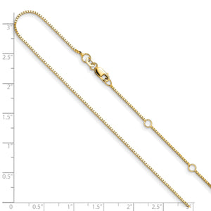 14K Gold .95mm Box 1in+1in Adjustable Chain