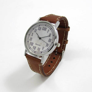 13 Hour Brown Leather Wrist Watch - TheExCB