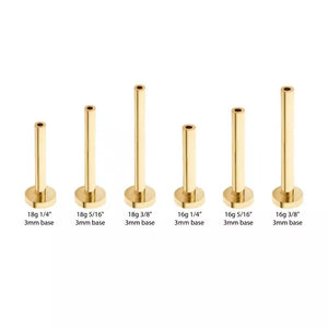 14Kt Gold Threadless Labret with 3mm Base