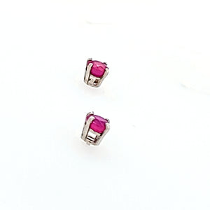 14K White Gold 1/2 CTW Round Ruby Solitaire Earrings