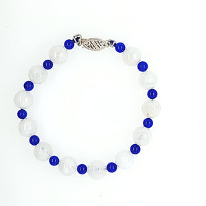 14KW 7" Moonstone & Sapphire Bead Bracelet