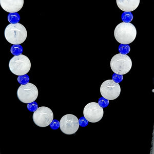 14KW 20" Moonstone & Sapphire Bead Necklace
