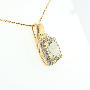 Green Amethyst Diamond Accent Necklace