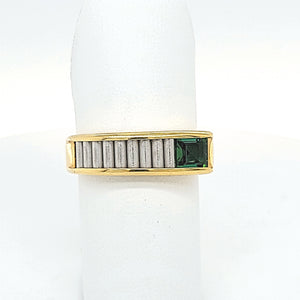 Green Sapphire Channel Series with platinum bars by J. Kennedy Designs