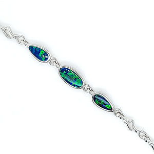 Sterling Silver Australian Opal Doublet Bracelet