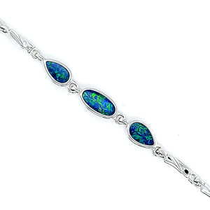 Sterling Silver Australian Opal Doublet Bracelet