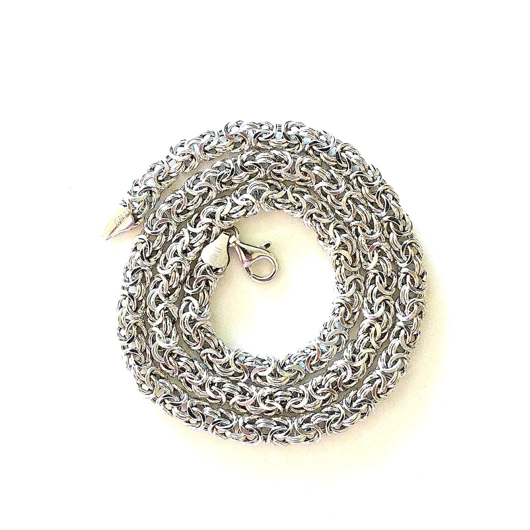 Rhodium-plated Sterling Silver Byzantine Chain