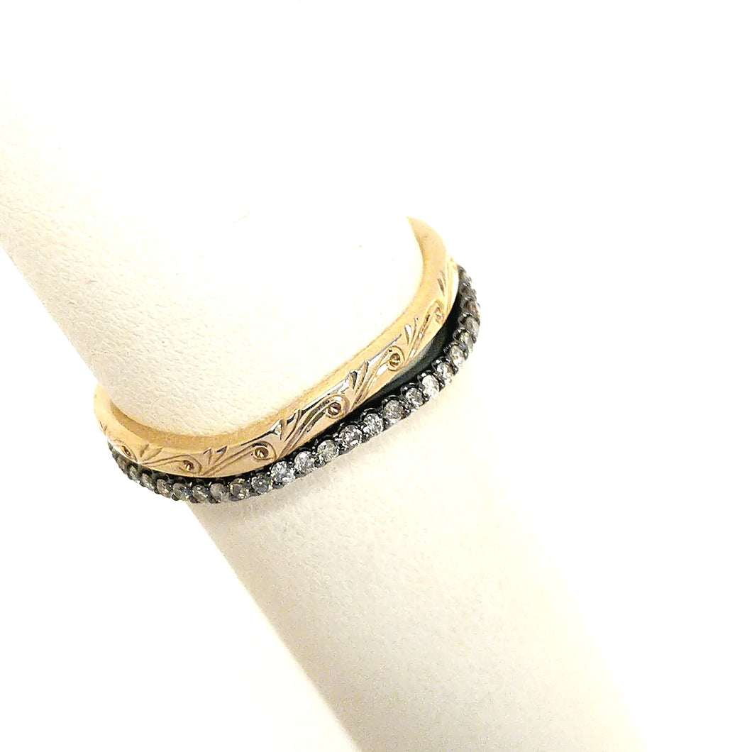 Flaunt and Flourish Chocolate Diamond and Engraved Gold Band