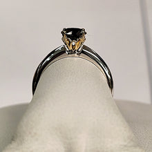 Load image into Gallery viewer, Black Diamond Ring with Gold Head and White Gold Ring