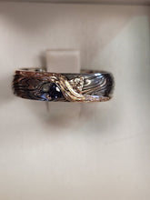 Load image into Gallery viewer, SCJ Original Mokume Gane Natural Alexandrite and Lotus Garnet Ring