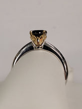 Load image into Gallery viewer, Black Diamond Ring with Gold Head and White Gold Ring