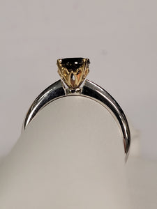 Black Diamond Ring with Gold Head and White Gold Ring