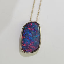 Load image into Gallery viewer, 14K YELLOW GOLD AUSTRALIAN RED OPAL DOUBLET HIDDEN BAIL PENDANT