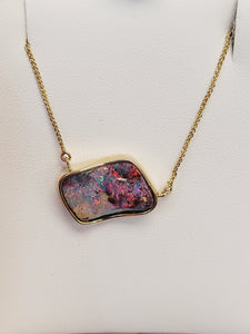 14K YELLOW GOLD BOULDER OPAL NECKPIECE