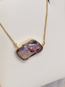 14K YELLOW GOLD BOULDER OPAL NECKPIECE