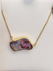 14K YELLOW GOLD BOULDER OPAL NECKPIECE