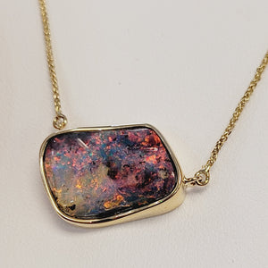 14K YELLOW GOLD BOULDER OPAL NECKPIECE