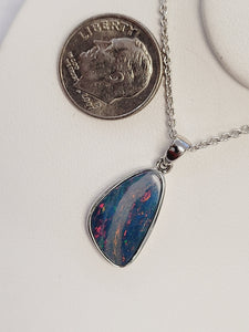 Sterling Silver Australian Blue Opal Doublet Pendant