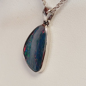 Sterling Silver Australian Blue Opal Doublet Pendant