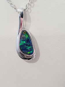 Sterling Silver Australian Green Opal Doublet Pendant