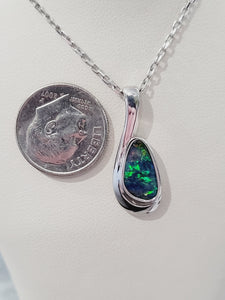 Sterling Silver Australian Green Opal Doublet Pendant