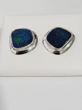 Load image into Gallery viewer, Sterling Silver Australian Green Flash Opal Doublet Earrings